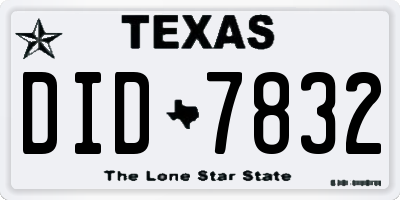 TX license plate DID7832