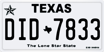 TX license plate DID7833