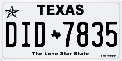 TX license plate DID7835