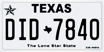 TX license plate DID7840