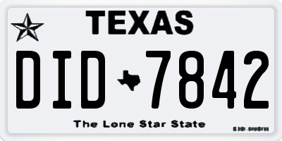 TX license plate DID7842