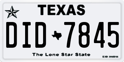 TX license plate DID7845