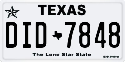 TX license plate DID7848
