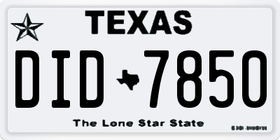 TX license plate DID7850