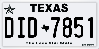 TX license plate DID7851