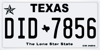 TX license plate DID7856