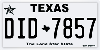 TX license plate DID7857