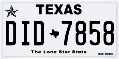 TX license plate DID7858