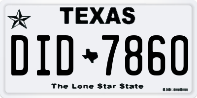 TX license plate DID7860
