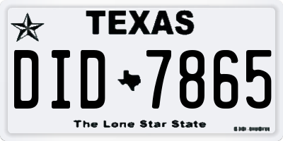 TX license plate DID7865