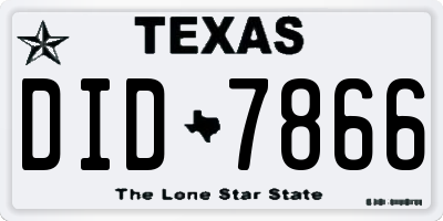 TX license plate DID7866