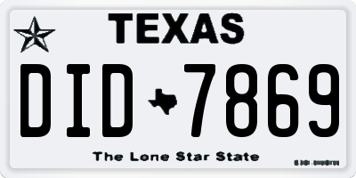 TX license plate DID7869