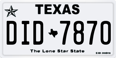 TX license plate DID7870
