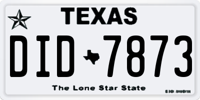 TX license plate DID7873