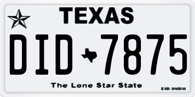 TX license plate DID7875