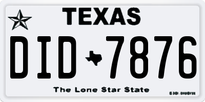 TX license plate DID7876