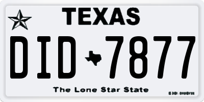 TX license plate DID7877