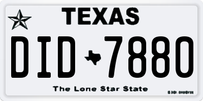 TX license plate DID7880