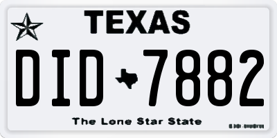 TX license plate DID7882