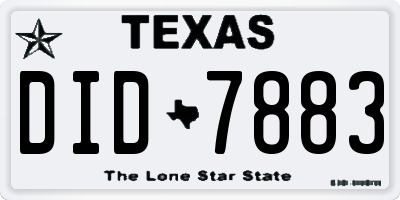 TX license plate DID7883