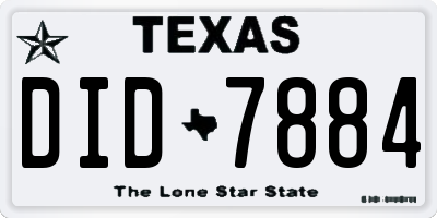 TX license plate DID7884