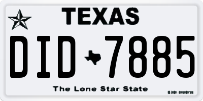 TX license plate DID7885