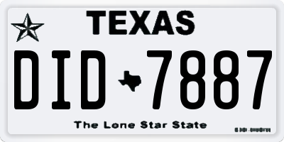 TX license plate DID7887