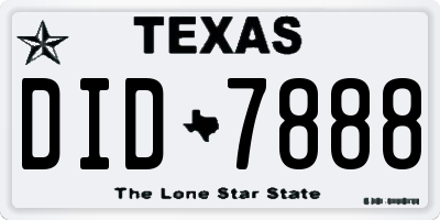 TX license plate DID7888