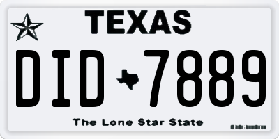 TX license plate DID7889