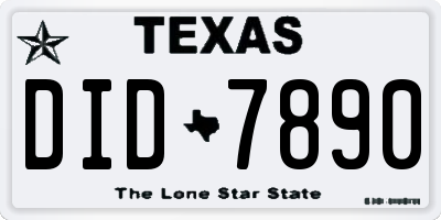 TX license plate DID7890