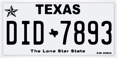 TX license plate DID7893
