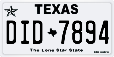 TX license plate DID7894
