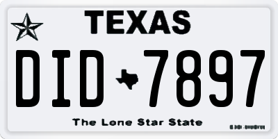 TX license plate DID7897