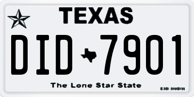 TX license plate DID7901