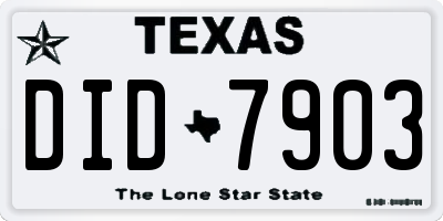 TX license plate DID7903