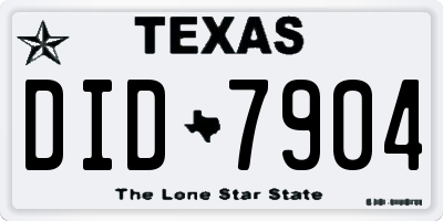TX license plate DID7904