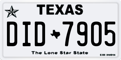 TX license plate DID7905