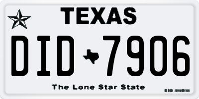 TX license plate DID7906