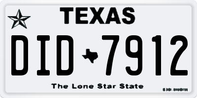 TX license plate DID7912