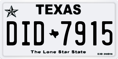 TX license plate DID7915