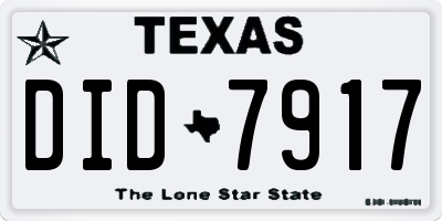 TX license plate DID7917