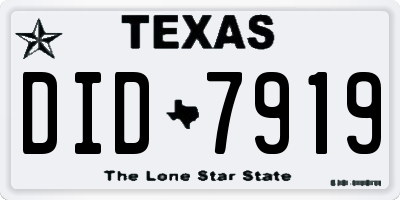 TX license plate DID7919