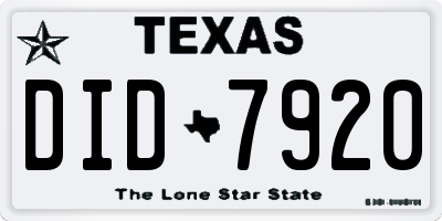 TX license plate DID7920
