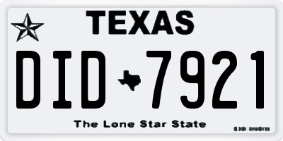 TX license plate DID7921