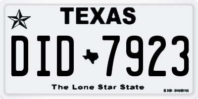 TX license plate DID7923