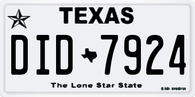 TX license plate DID7924