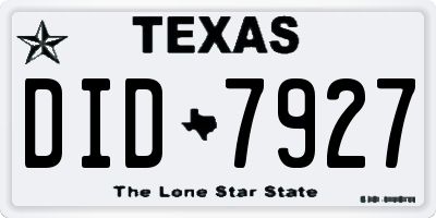 TX license plate DID7927