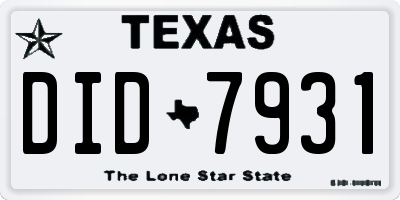 TX license plate DID7931