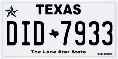 TX license plate DID7933