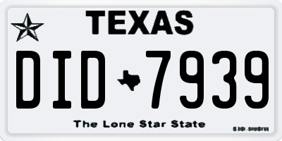 TX license plate DID7939